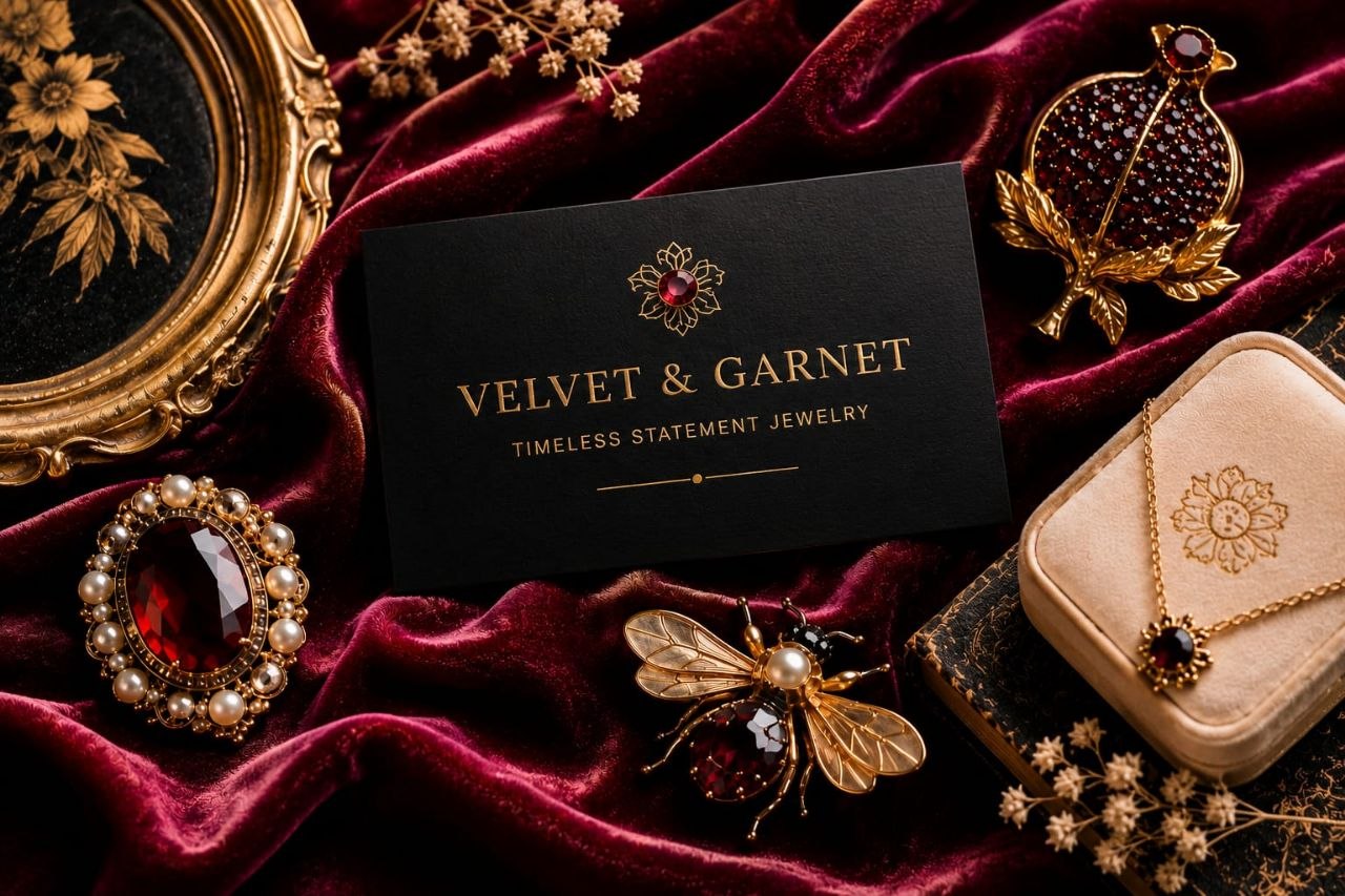 Velvet & Garnet statement jewellery