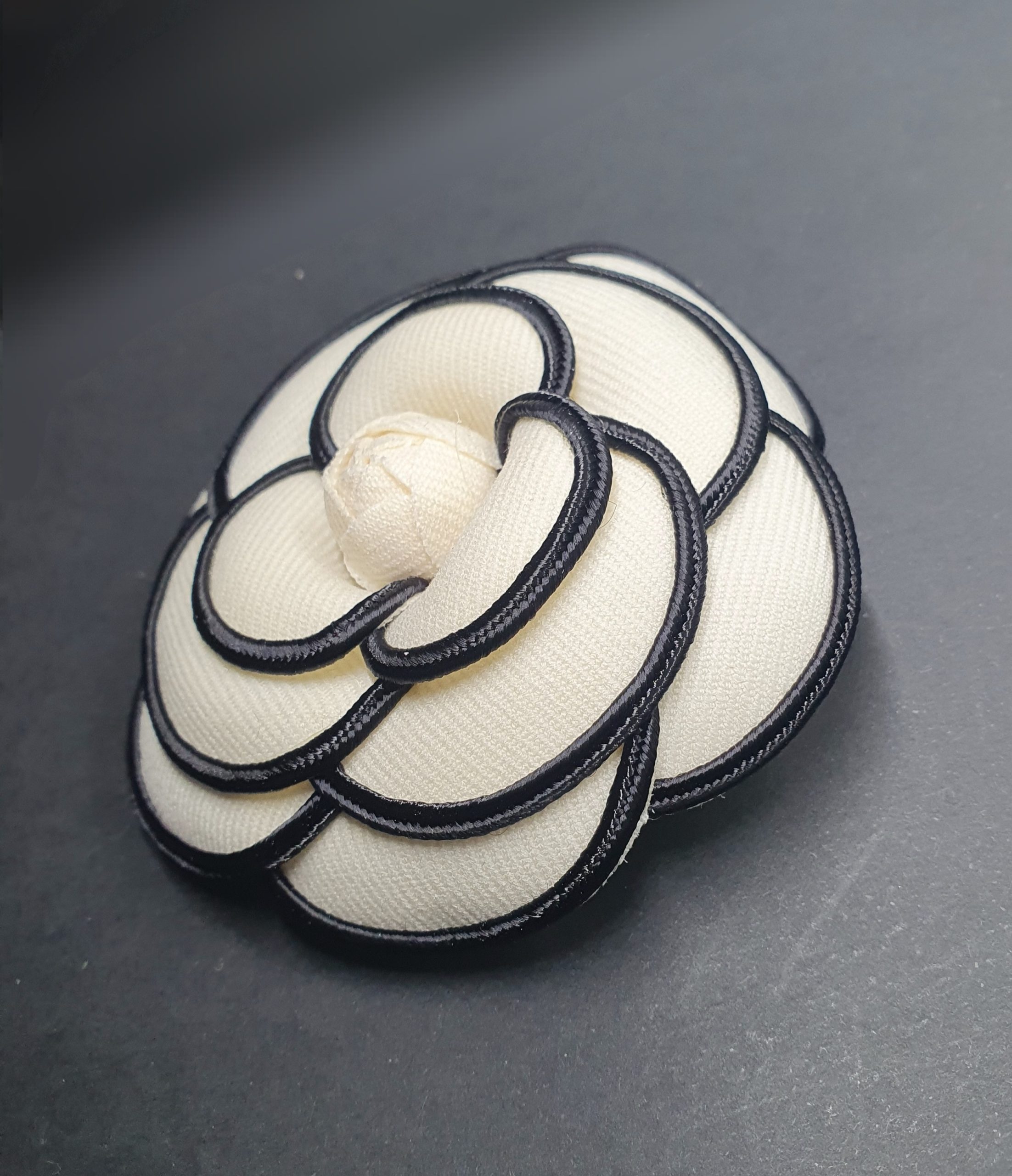 Camellia Beige & Black Luxury Flower Hair Brooch & Clip - Image 6