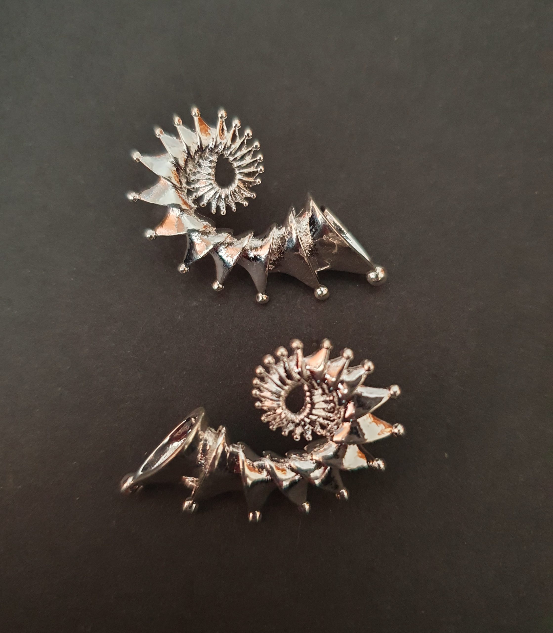 Silver Spiral Seashell Earrings - Image 4