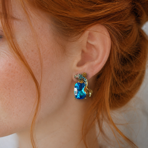 Azure Ocean Jeweled Fish Earrings