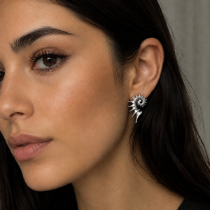 Silver Spiral Seashell Earrings