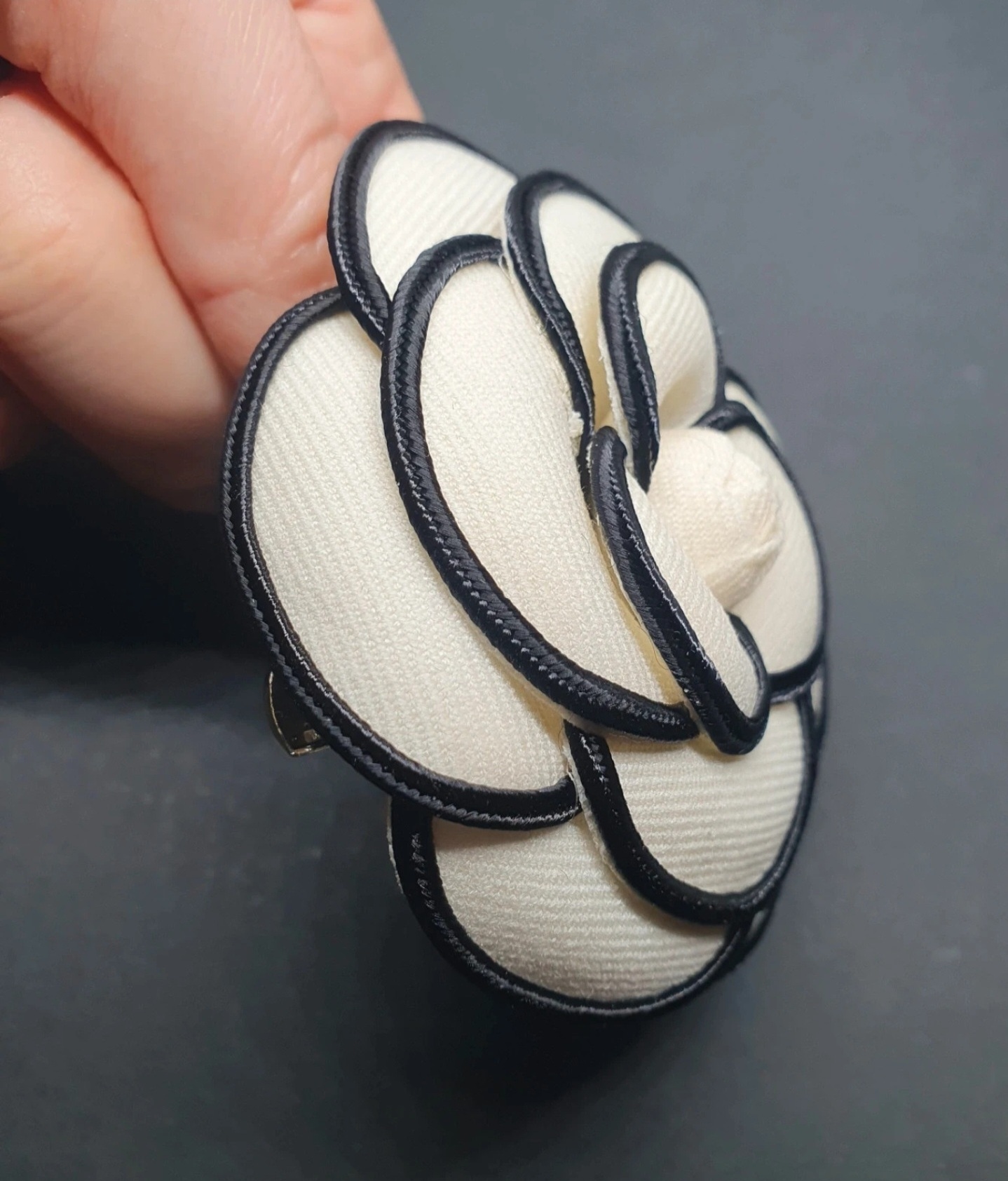 Camellia Beige & Black Luxury Flower Hair Brooch & Clip - Image 8
