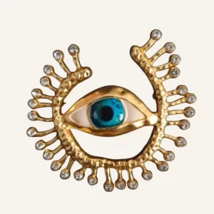 Crystal Protective Eye Gold-Tone Brooch