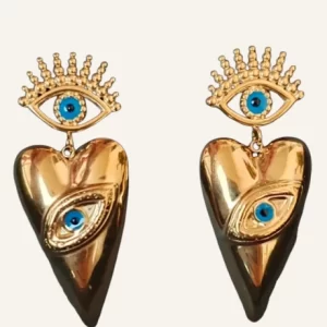 Protective Eye Heart Statement Earrings