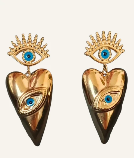 Protective Eye Heart Statement Earrings