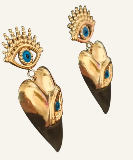 Protective Eye Heart Statement Earrings - Image 2