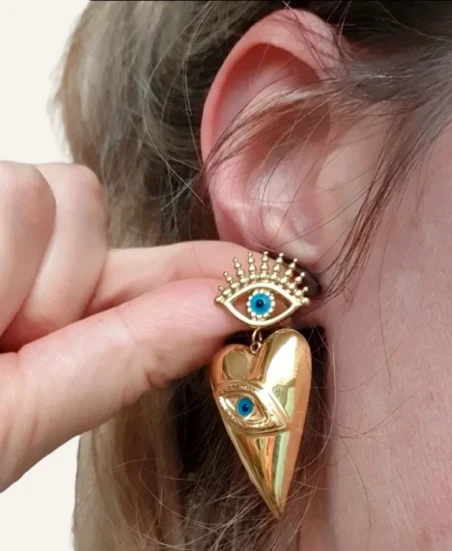 Protective Eye Heart Statement Earrings - Image 4