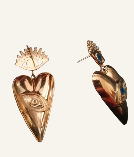 Protective Eye Heart Statement Earrings - Image 3