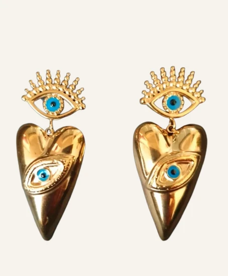 Protective Eye Heart Statement Earrings - Image 5